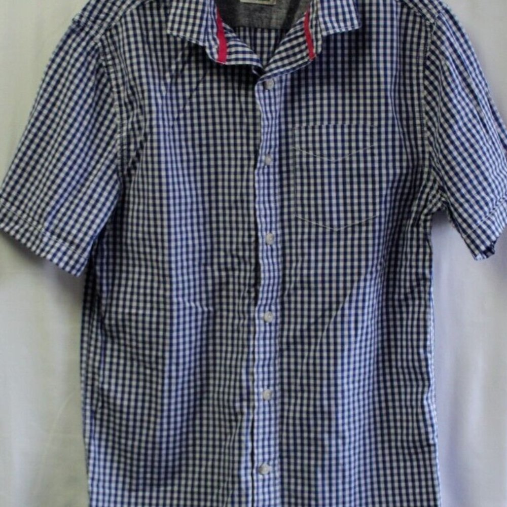 Superdry Mens Shirt  Medium short sleeved cotton blue check excellent stunning - Picture 2 of 13